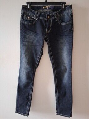 Angels Jeans Y2K Dark Wash with Contrast Stitching Jeans - Size 9 Juniors